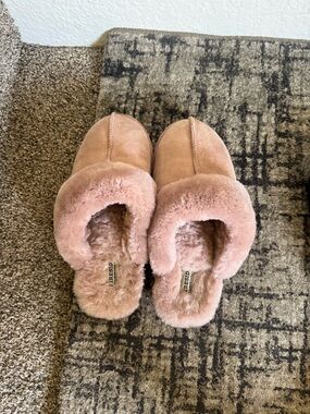 Dearfoams Slippers Pink Fluffy Memory Foam Slippers Faux Fur Slippers